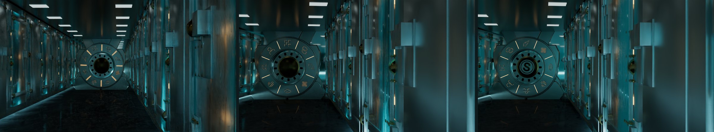 Three low-resolution review renders of the dial: on April 10 and April 13 the centre is an open dark bore; on May 13 it carries the SLCKET S hub