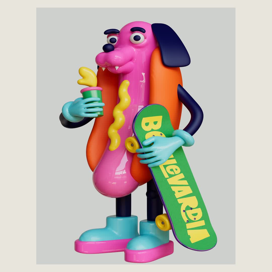 Boulevardia 2022 Hot Dog character render