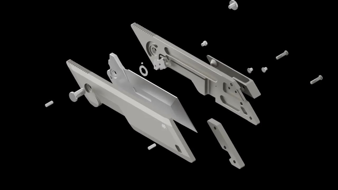 Exploded dimensional view of the Bastion No. 01 folding knife