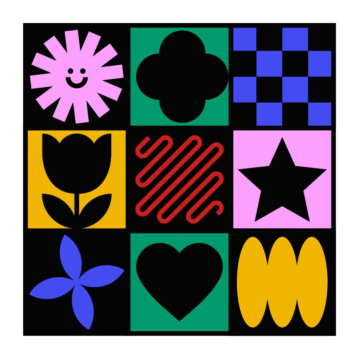 The flat 2D glyph grid