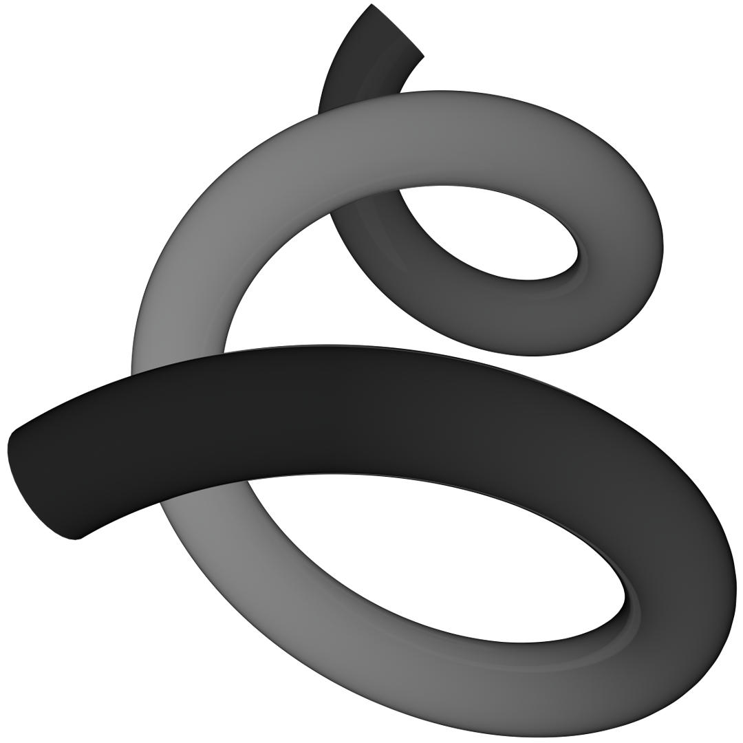 The first Barry Creative B, a grey tube looping into a letter, on black