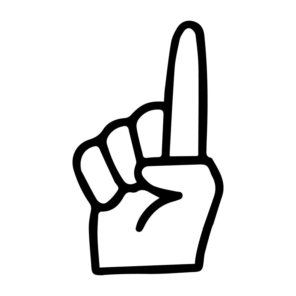 The flat black-and-white foam-finger drawing the 3D runner was built from